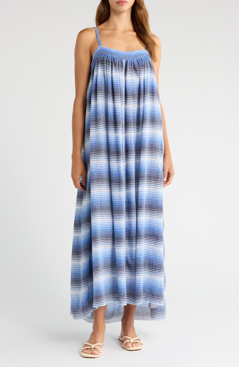 lemlem Eda Stripe Cotton Cover-Up Sundress, Main, color, Feven Blue