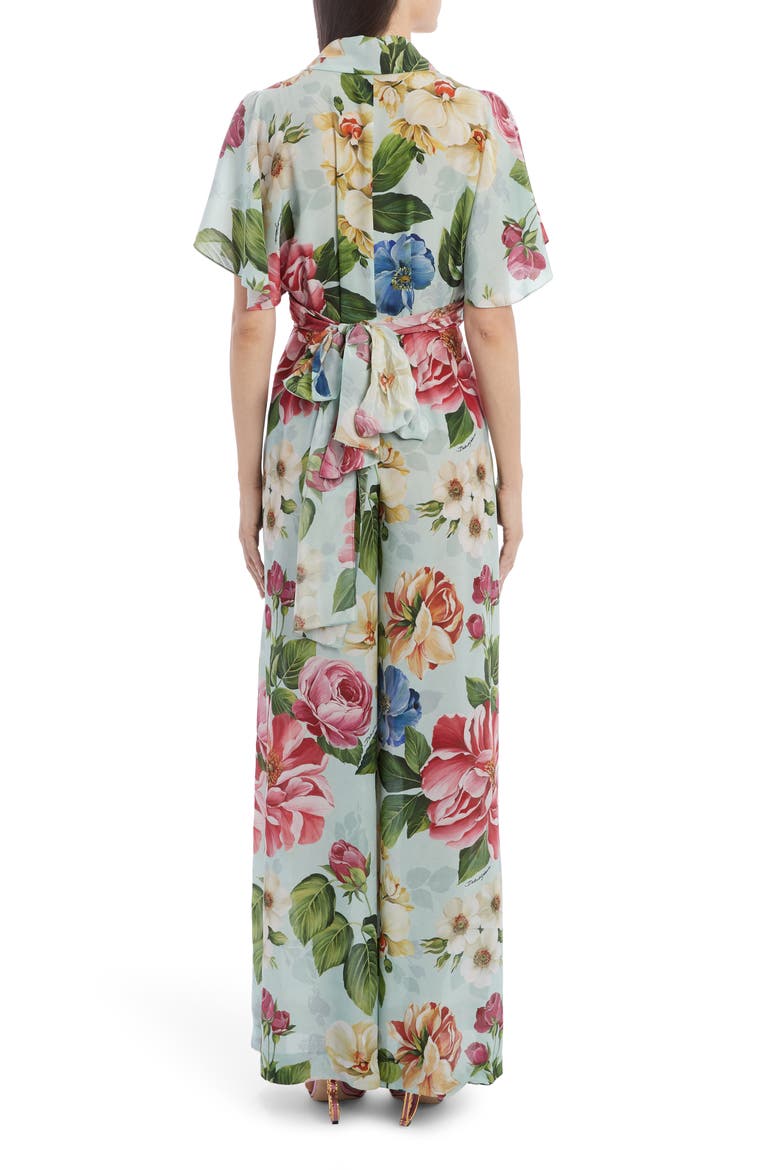 Floral Print Silk Wide Leg Jumpsuit, Alternate, color, HC1AM BLUE FLORAL