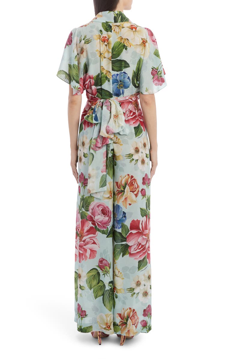 Dolce&Gabbana Floral Print Silk Wide Leg Jumpsuit, Alternate, color,