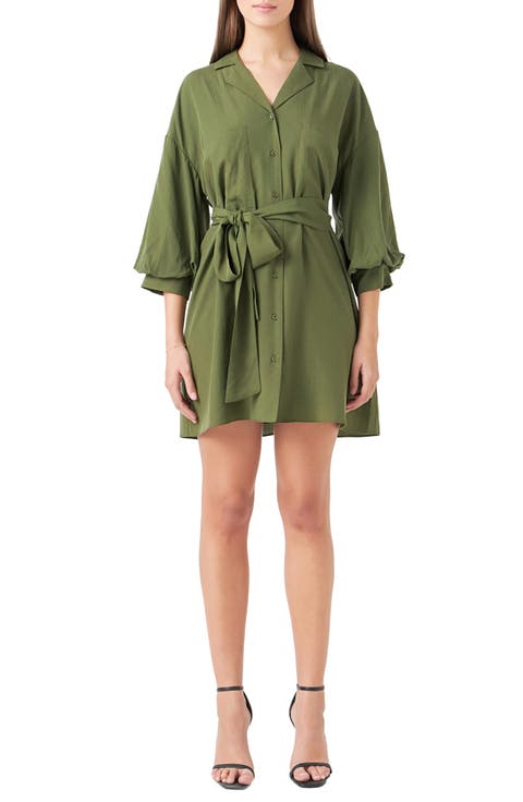 Tie Waist Mini Shirtdress