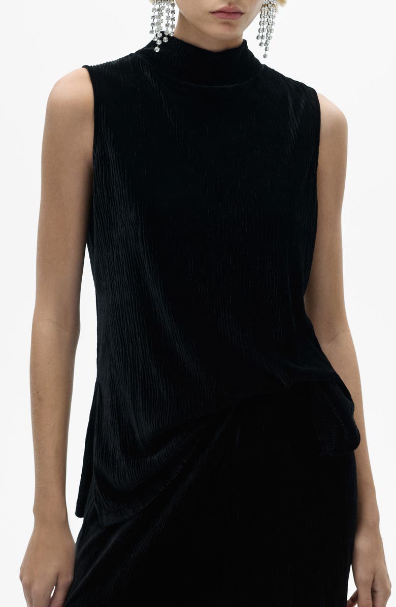 MANGO Perkins Mock Neck Corduroy Sleeveless Shell Top, Main, color, 