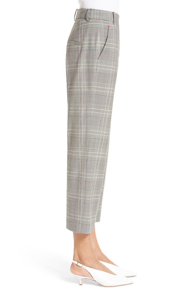 Tibi Plaid High Rise Crop Pants, Alternate, color, 