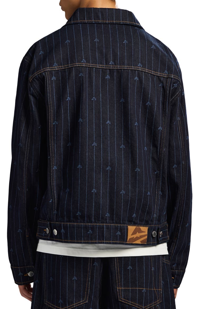 Logo Pinstripe Denim Trucker Jacket, Alternate, color, INDIGO STRIPE