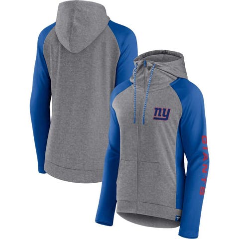 Women's Fanatics Branded  Heather Gray/College Royal New York Giants Blind Side Lightweight Full-Zip Hoodie