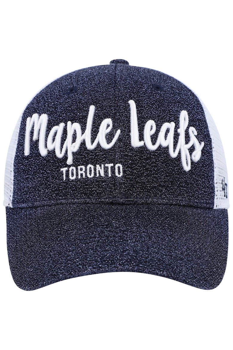 Women's '47 Navy/White Toronto Maple Leafs Encore MVP Trucker Snapback Hat, Alternate, color, Navy