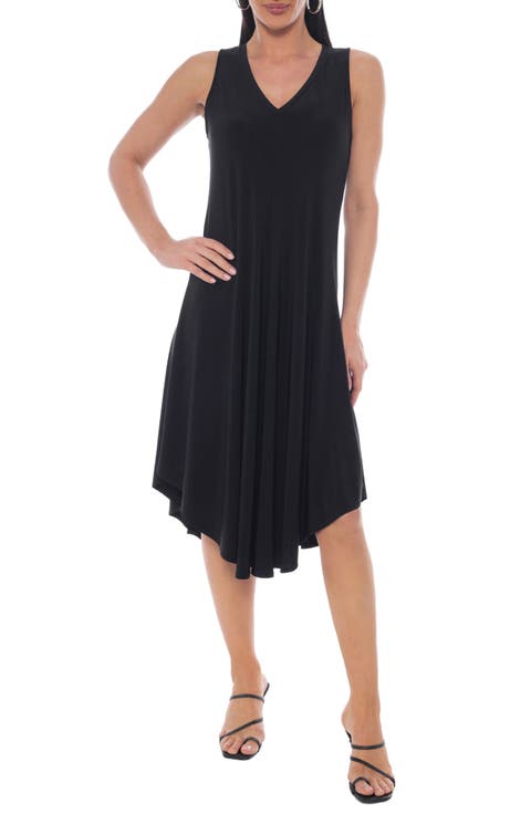 Sleeveless Curved Hem Midi Dress