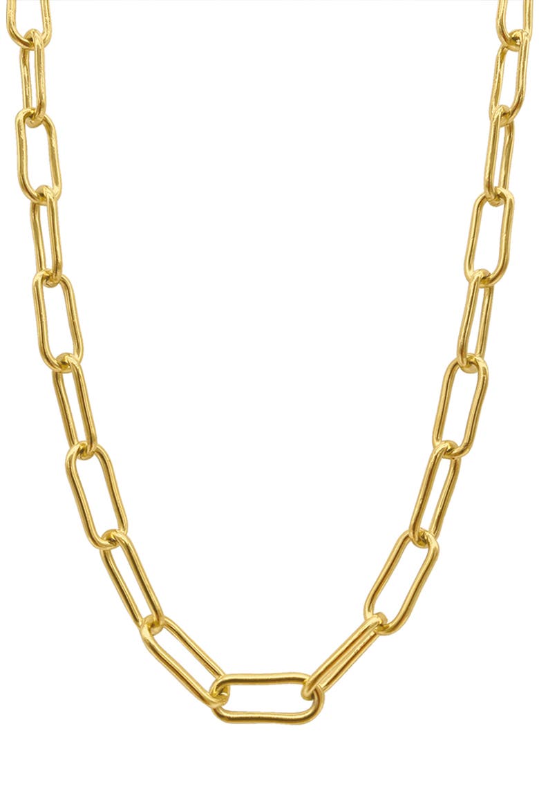 14K Gold Plated Water Resistant Paper Clip Chain Necklace, Main, color, YELLOW