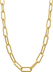 Adornia 14K Gold Plated Water Resistant Paper Clip Chain Necklace