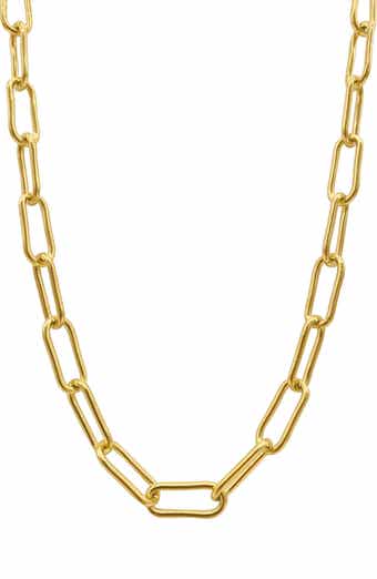 Adornia 14K Gold Plated Water Resistant Paper Clip Chain Necklace