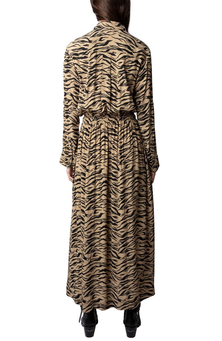 Zadig & Voltaire Radial Tiger Print Maxi Shirtdress, Alternate, color, Natural