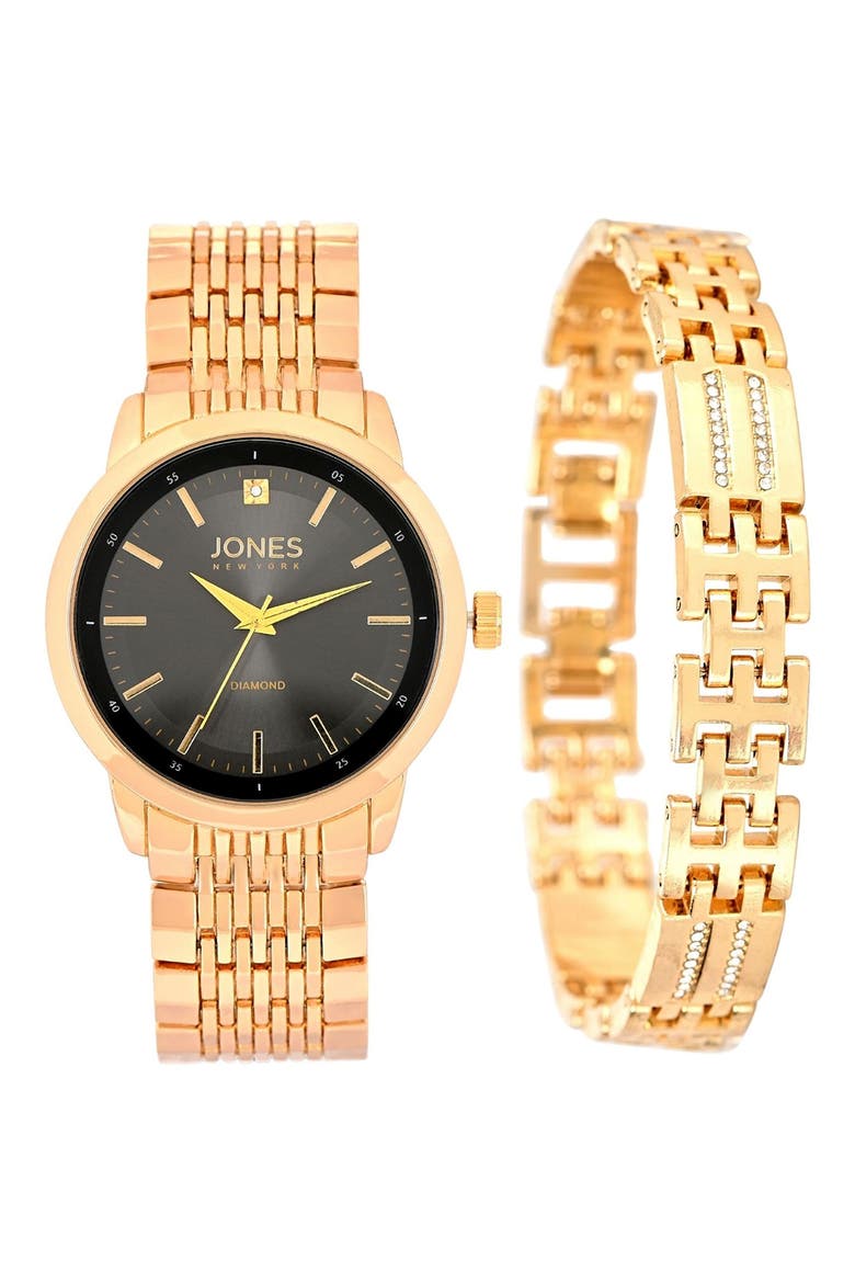Diamond Bracelet Watch & Bracelet Set, 42mm, Main, color, GOLD