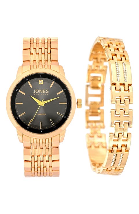 Diamond Bracelet Watch & Bracelet Set, 42mm