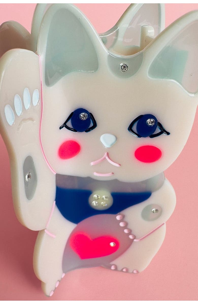 Centinelle Maneki Lucky Cat Hair Claw, Alternate, color, White