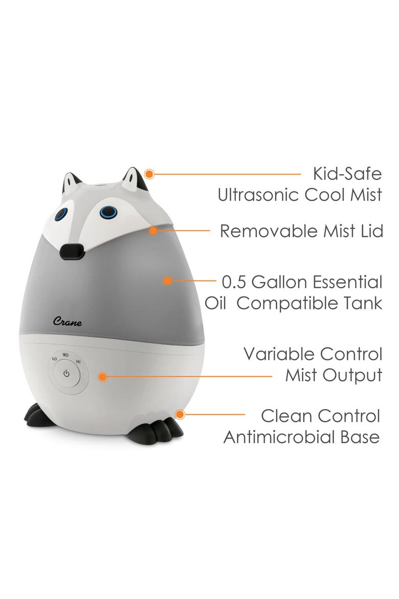Mini Fox 1/2-Gallon Cool Mist Humidifier, Alternate, color, GRAY