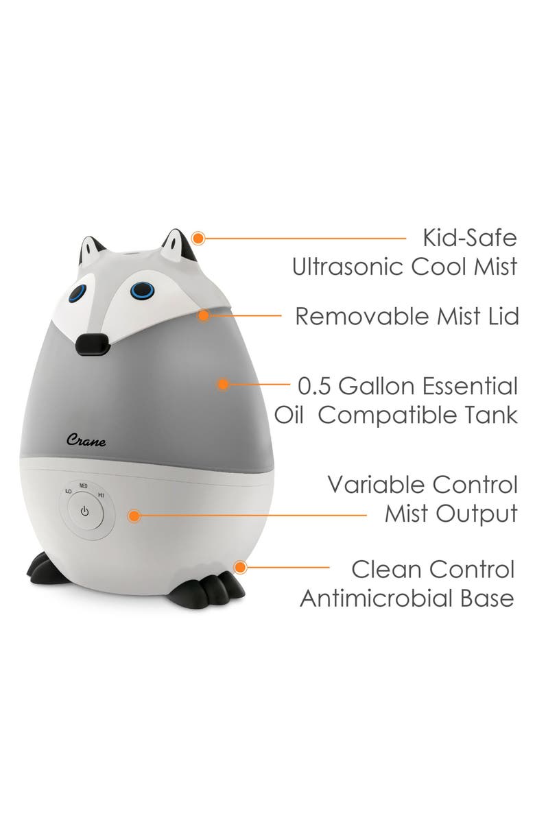 Crane Air Mini Fox 1/2-Gallon Cool Mist Humidifier, Alternate, color, Gray