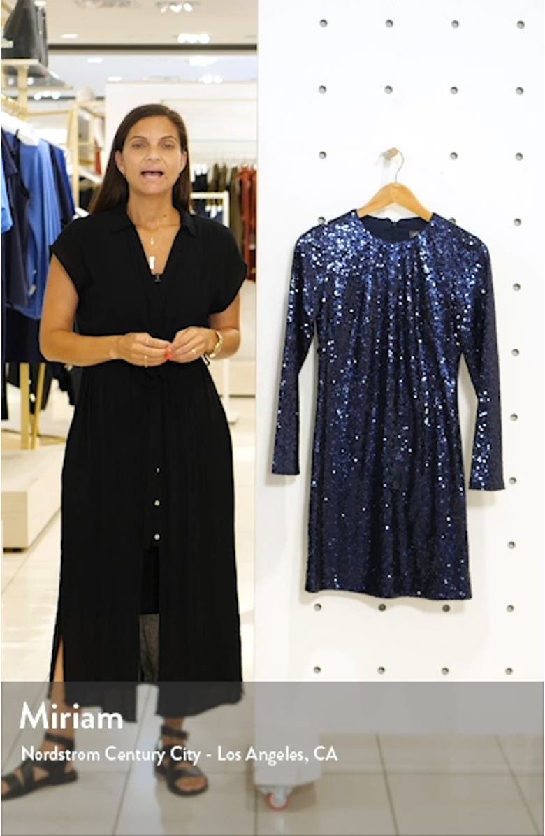 Long Sleeve Sequin Sheath Dress, sales video thumbnail