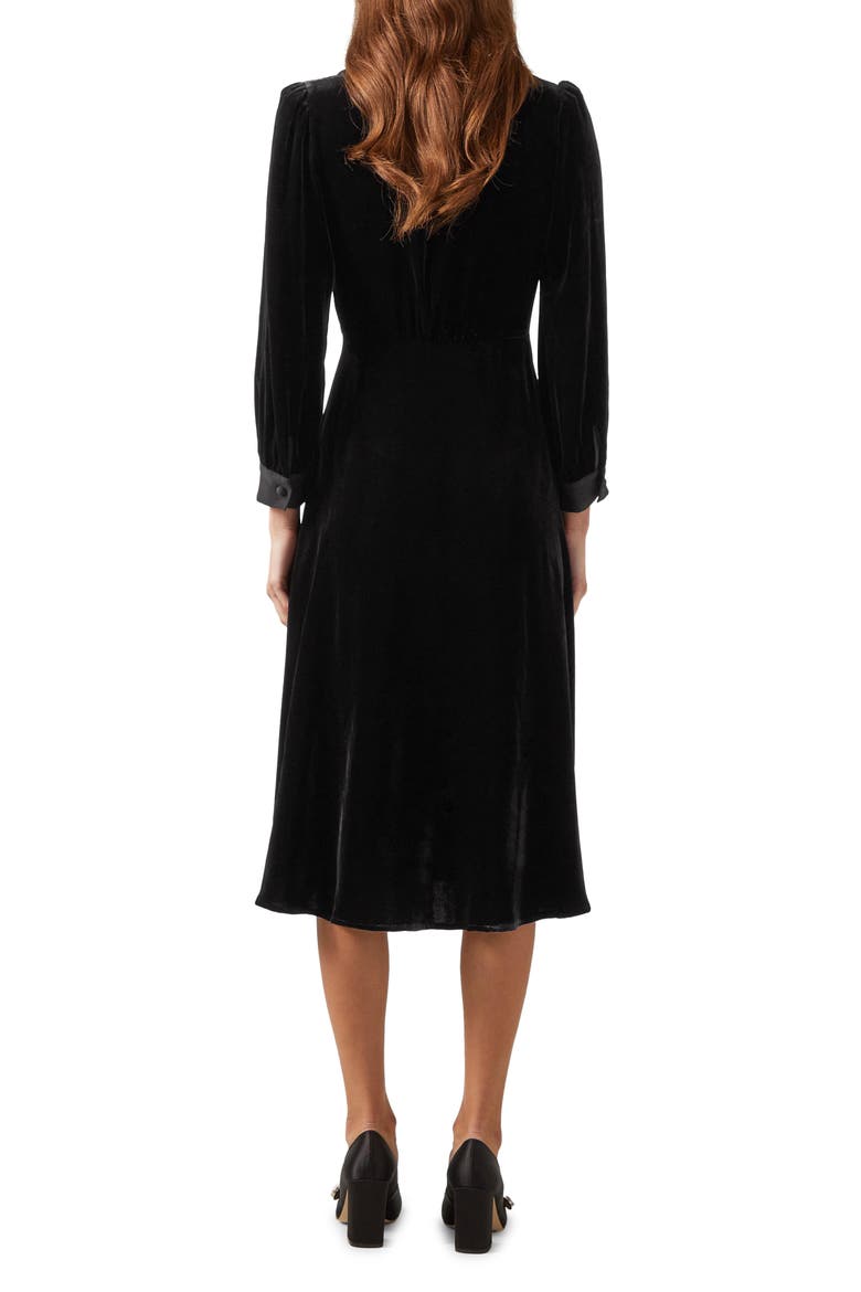 Cordelia Long Sleeve Velvet Dress, Alternate, color, BLACK