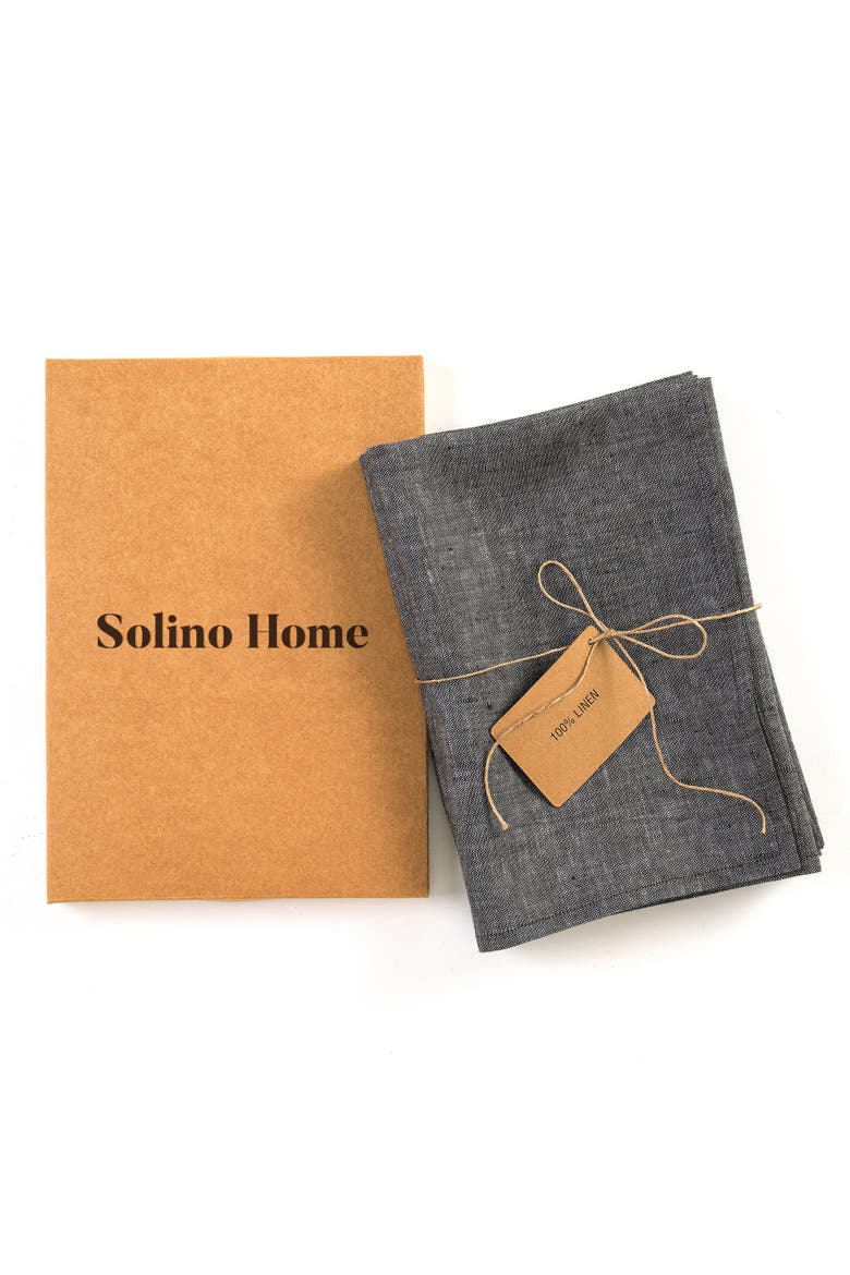 Linen Dinner Napkins Set of 4, 20 x 20" - Athena, Alternate, color, Charcoal Grey