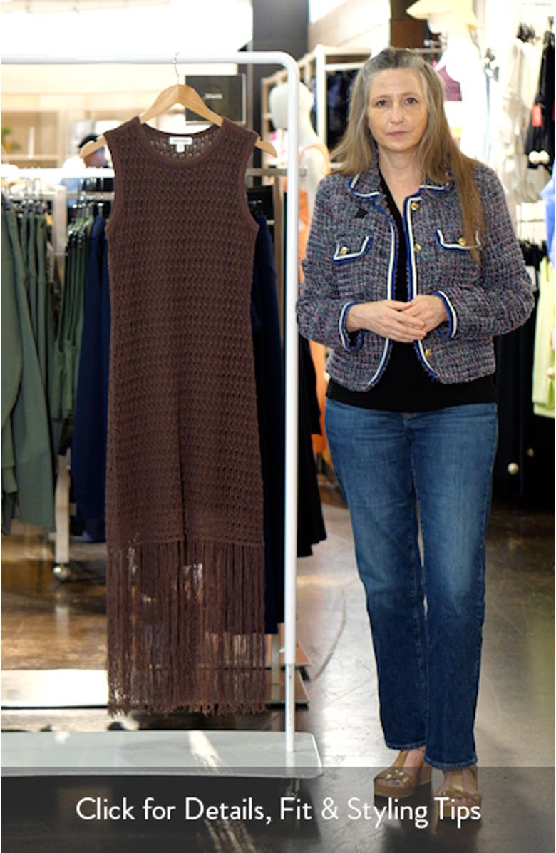 Sleeveless Fringe Knit Dress, sales video thumbnail