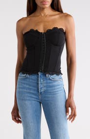 Good American Matte Jersey Lace Trim Bustier