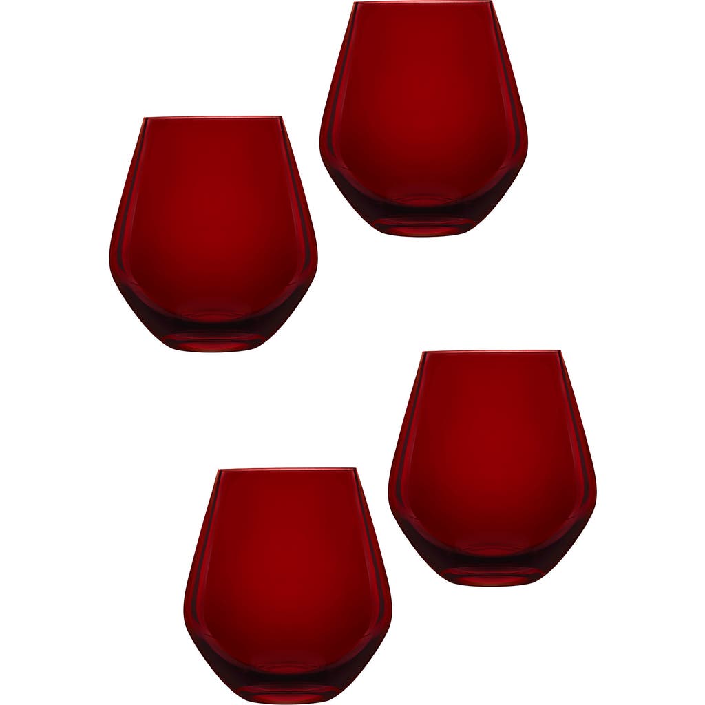 Godinger Set Of 4 Meridian Stemless Wine Glasses In Red