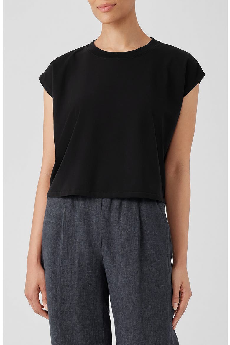 Cap Sleeve Crop T-Shirt, Main, color, BLACK
