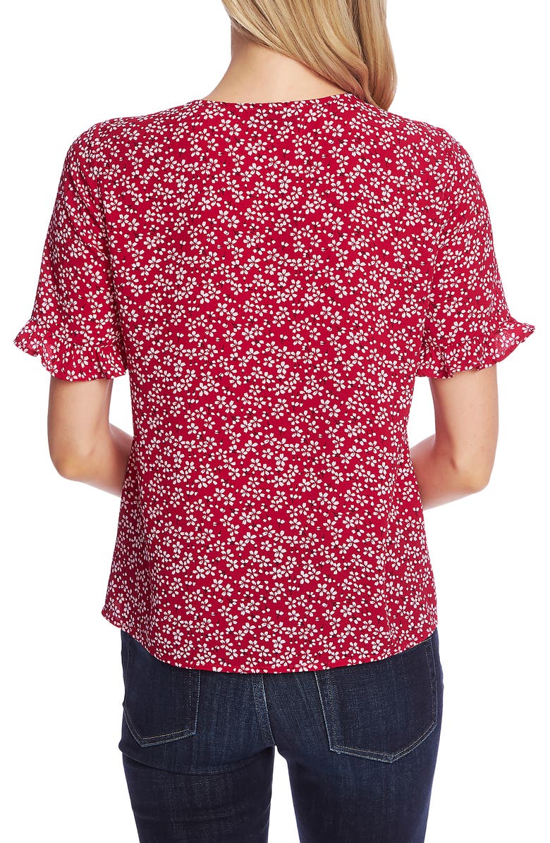 CeCe Sakura Delight Floral Ruffle Sleeve Blouse, Alternate, color, Plumeria