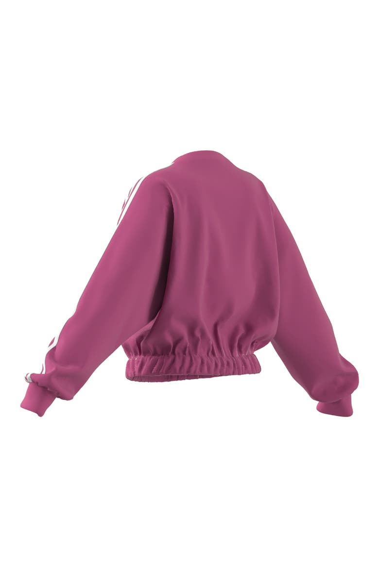 Essential 3-Stripes French Terry Cropped Pullover, Alternate, color, PULSE MAGENTA/ WHITE