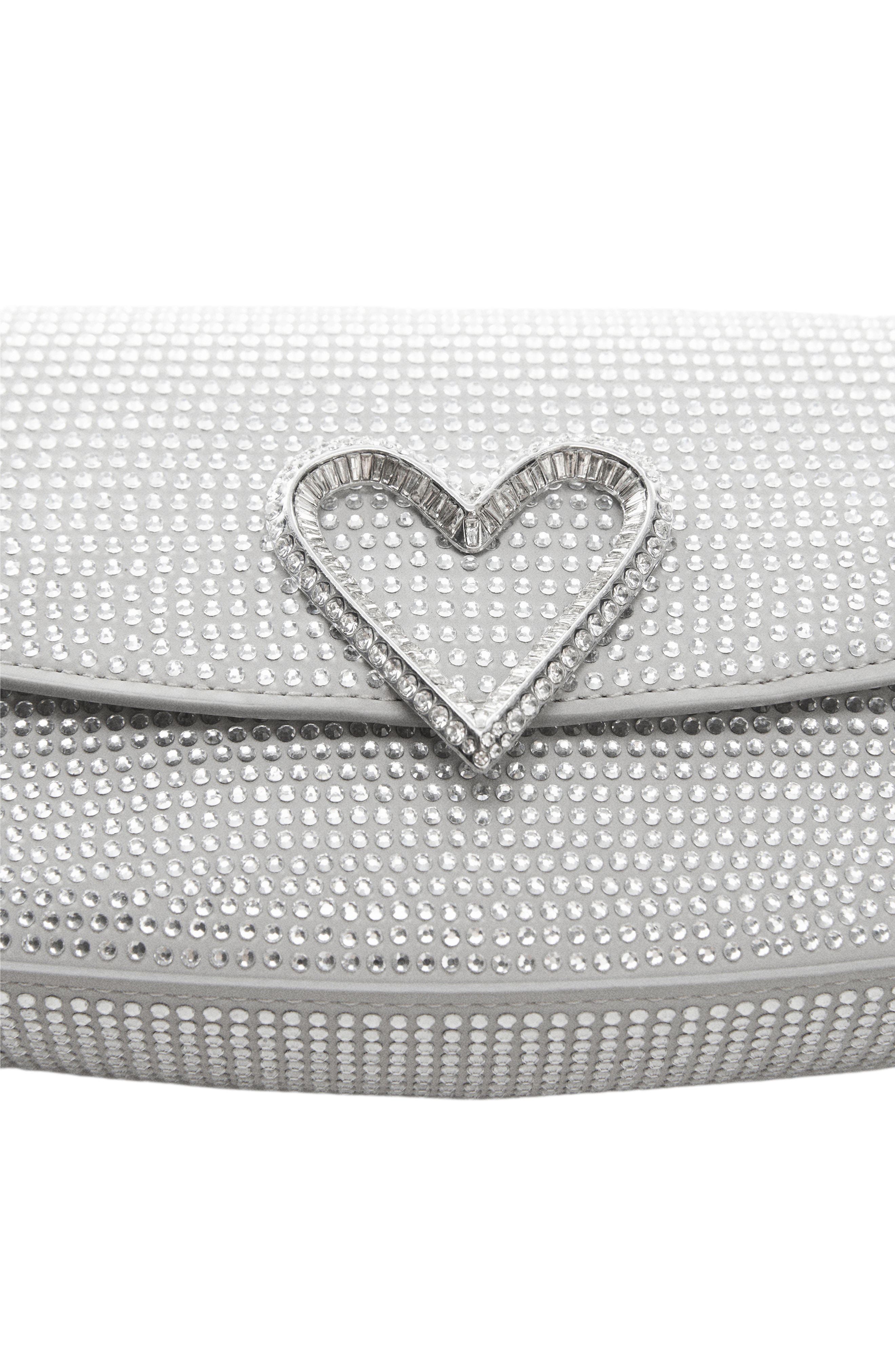 MANGO Crystal Heart Shoulder Bag, Alternate, color, 