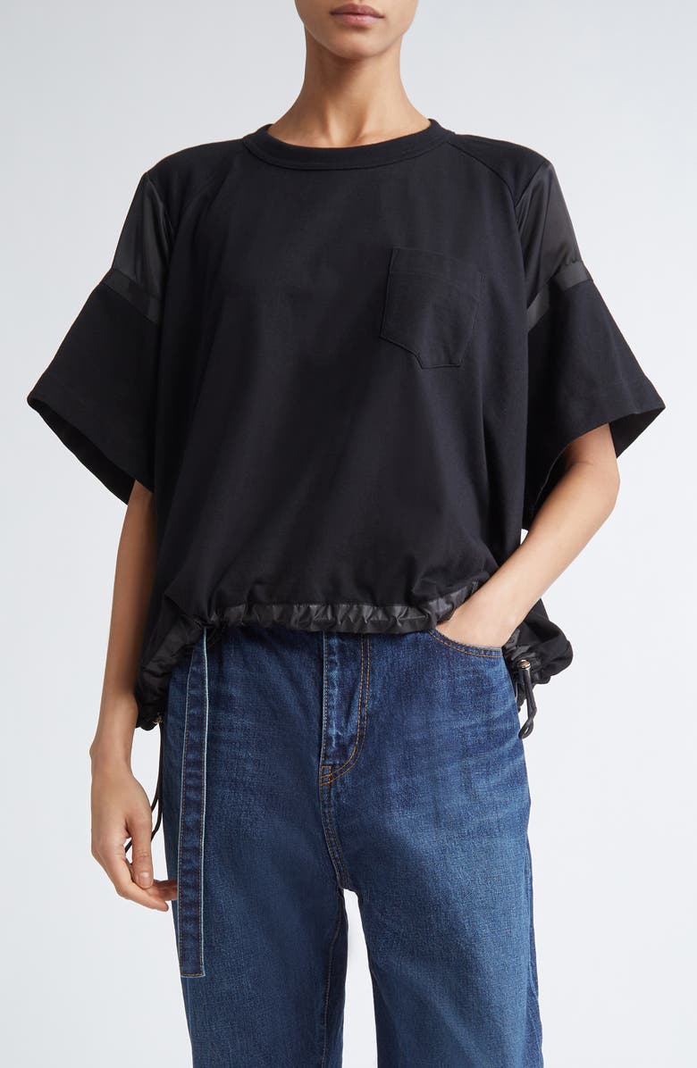 Sacai x Thomas Mason Paneled Mixed Media T-Shirt, Main, color, 