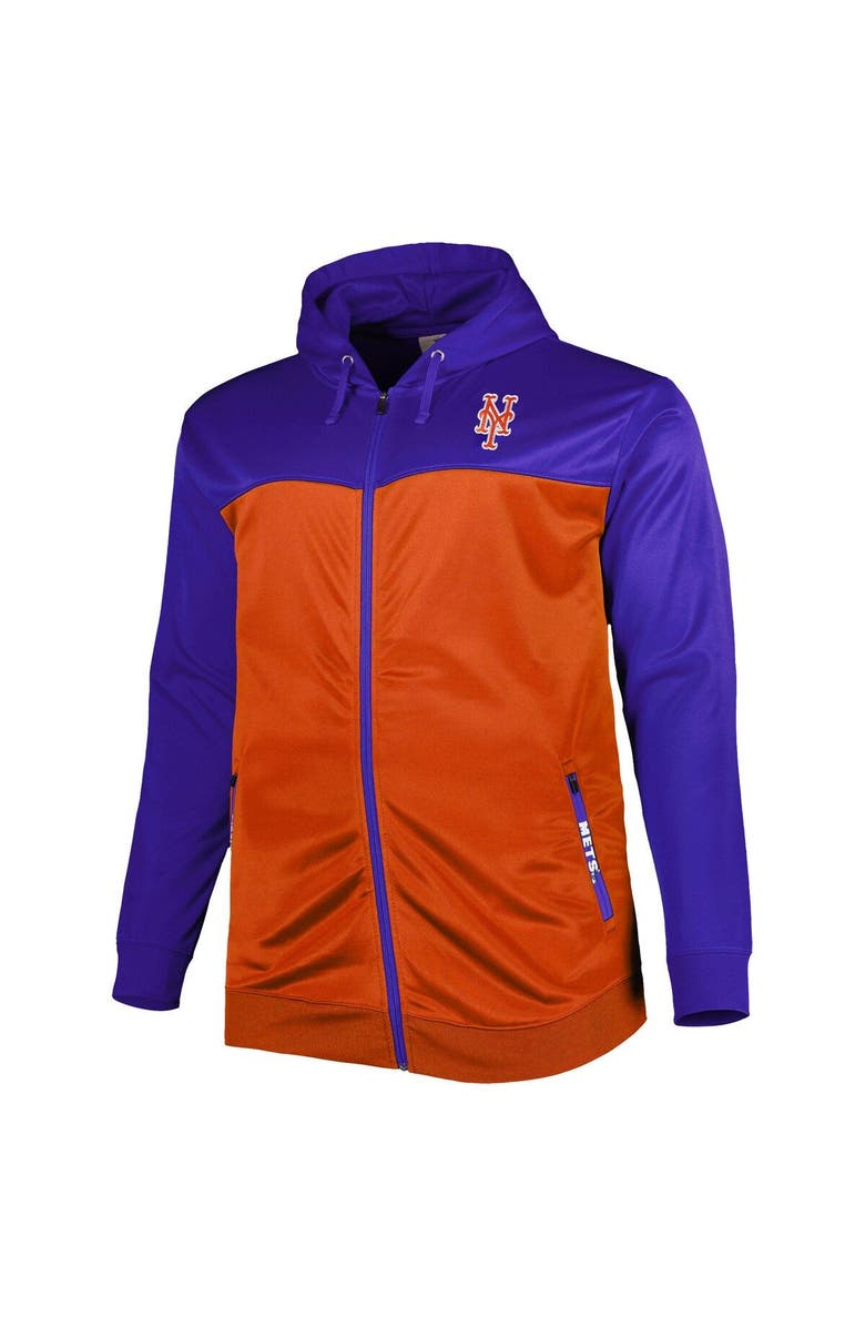 PROFILE Men's Royal/Orange New York Mets Big & Tall Yoke Full-Zip Hoodie, Alternate, color,