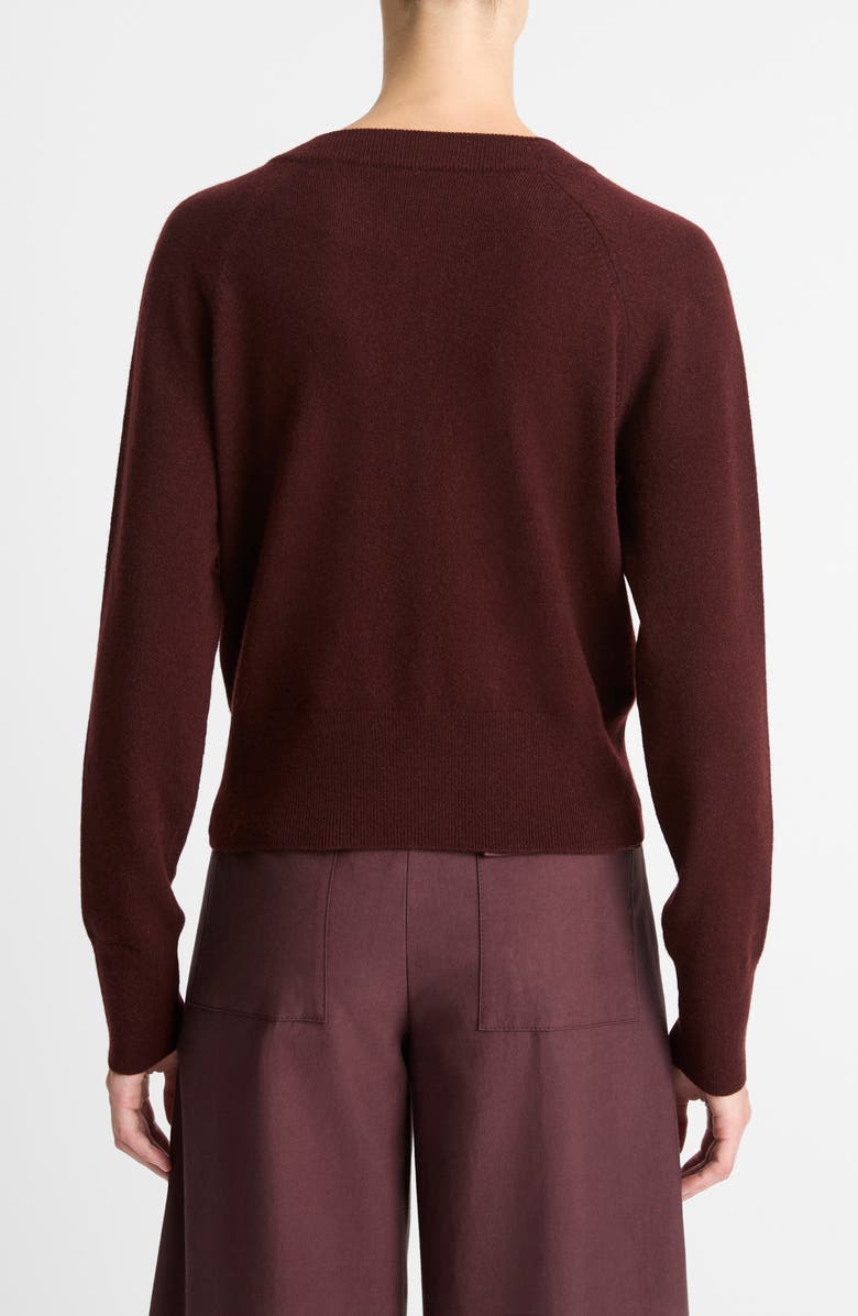 Vince Velvet Trim Wool & Cashmere Cardigan, Alternate, color, Black Rose