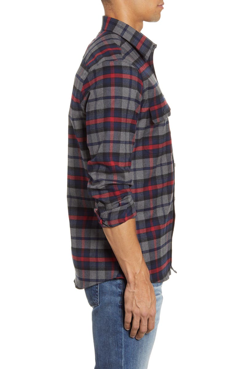 NORDSTROM MEN'S SHOP Trim Fit Plaid Flannel Button-Up Shirt, Alternate, color,