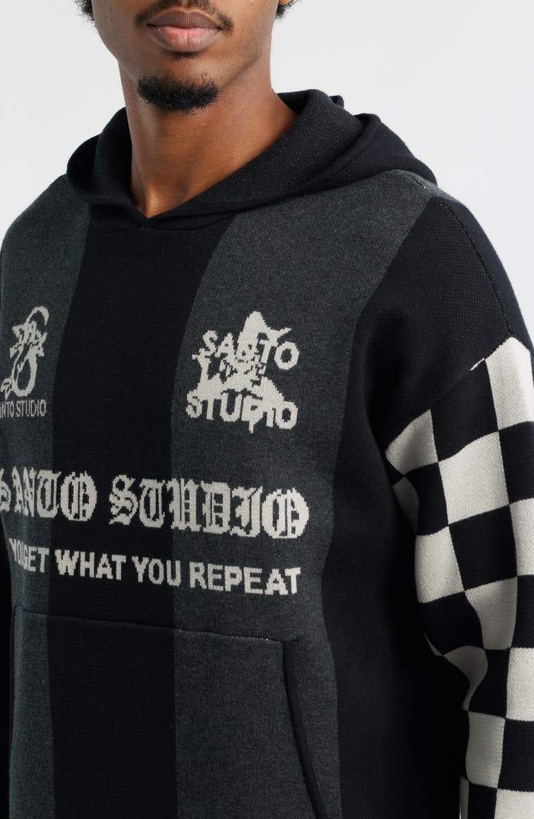 SANTO STUDIO Palermo Knit Hoodie, Alternate, color, Black