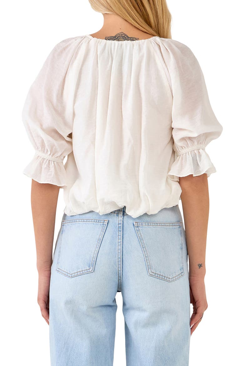 Front Twist Puff Sleeve Top, Alternate, color, WHITE