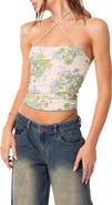 EDIKTED Garden Party Floral Print Mesh Top