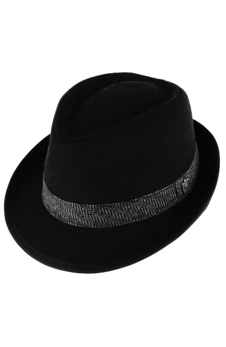 Ascentix Men's Wool Blend All Season Fedora Hat with Herringbone Band, Main, color, Black