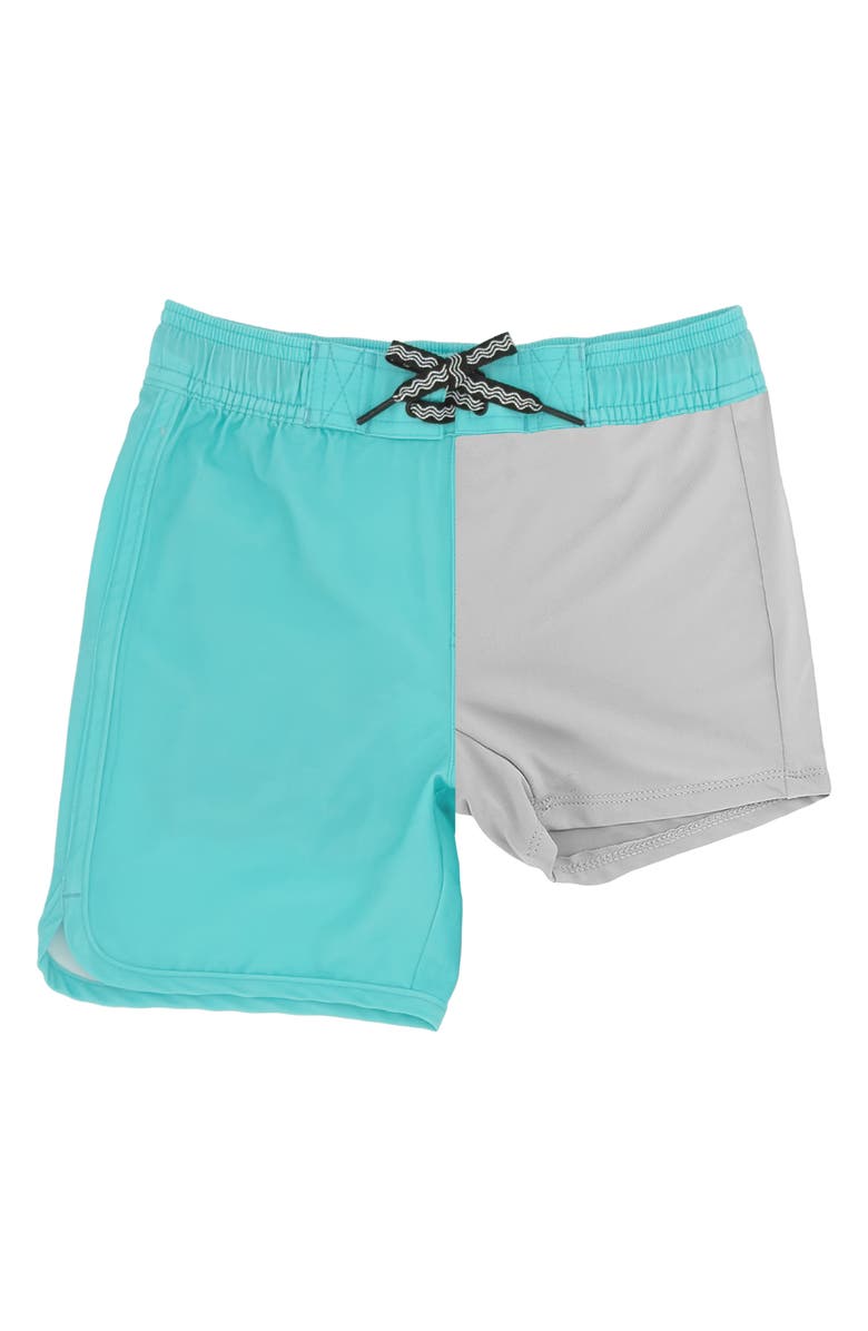 Feather 4 Arrow Kids' Scallop Board Shorts, Alternate, color, Ocean Blue