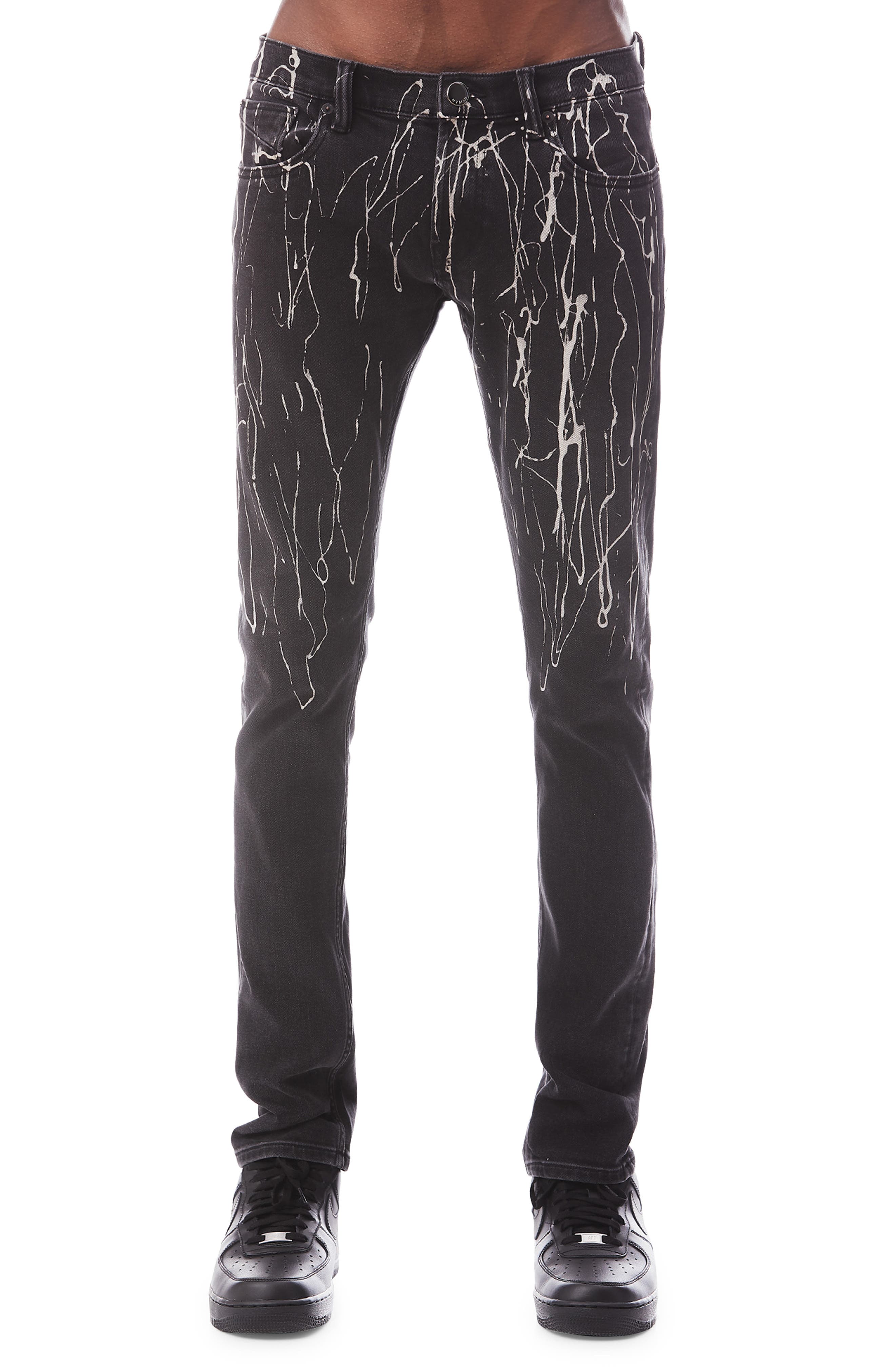 HVMAN Strat Punk Paint Splatter Stretch Super Skinny Jeans
