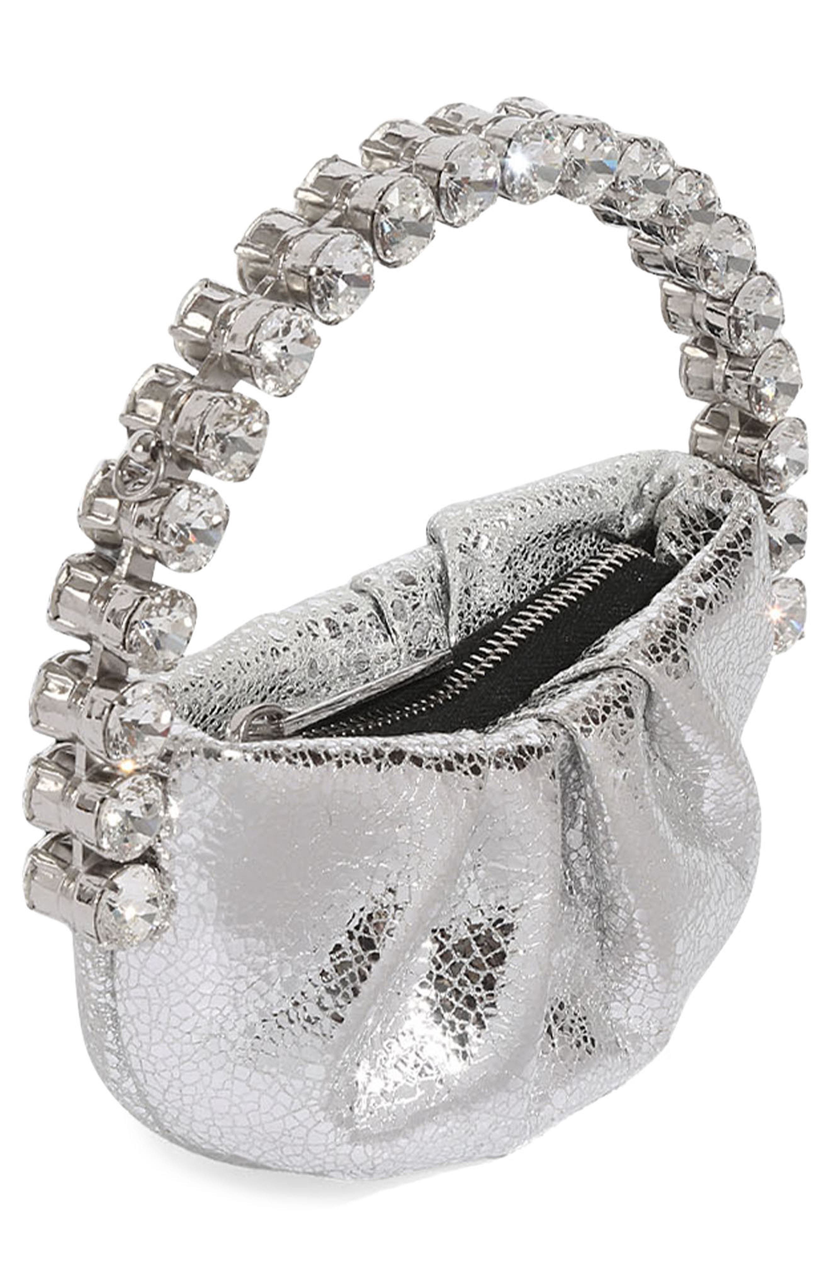 L’alingi Micro Eternity Crystal Top Handle Bag, Alternate, color, Silver