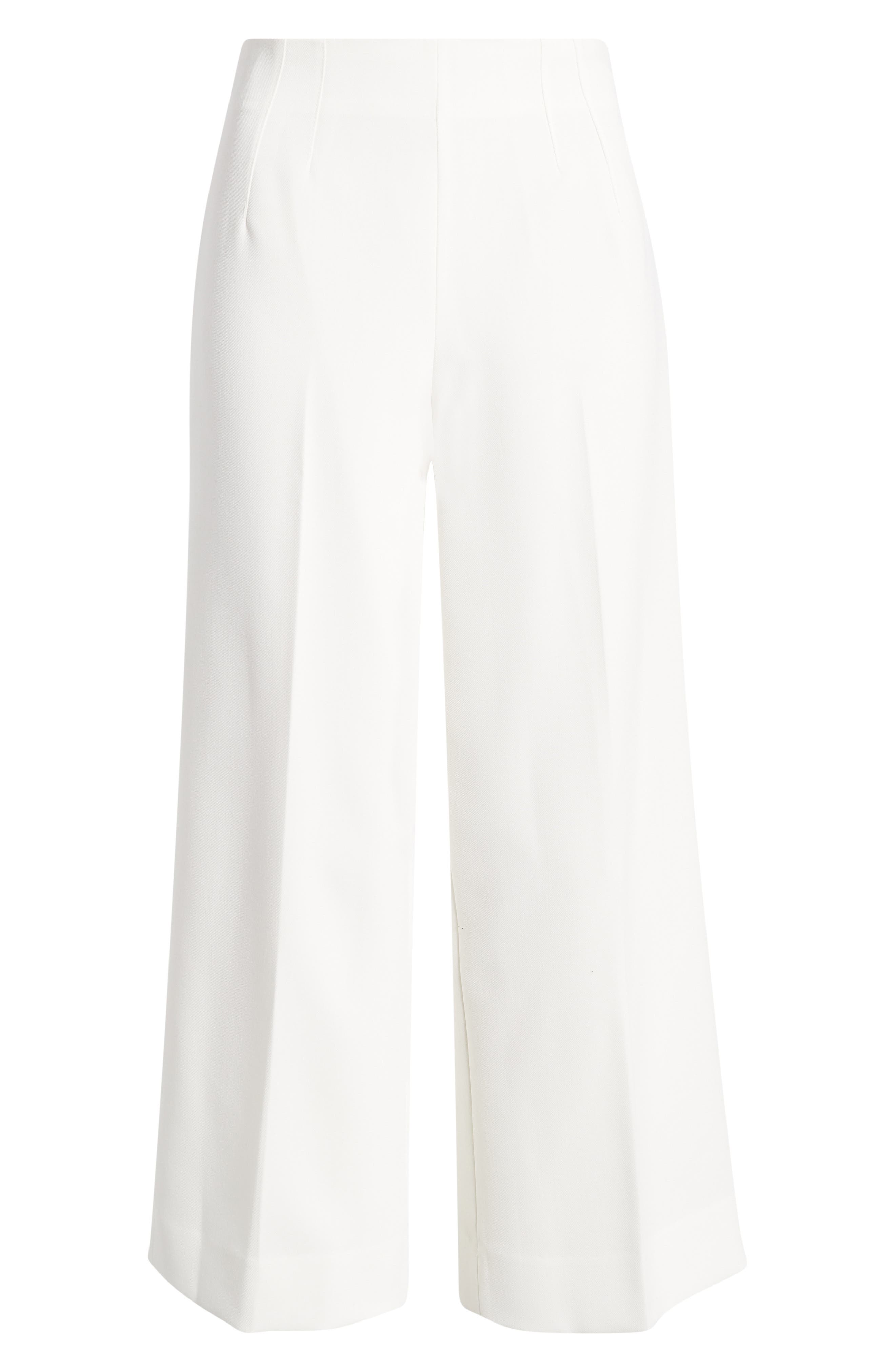 Open Edit Icon Crop Wide Leg Pants In White