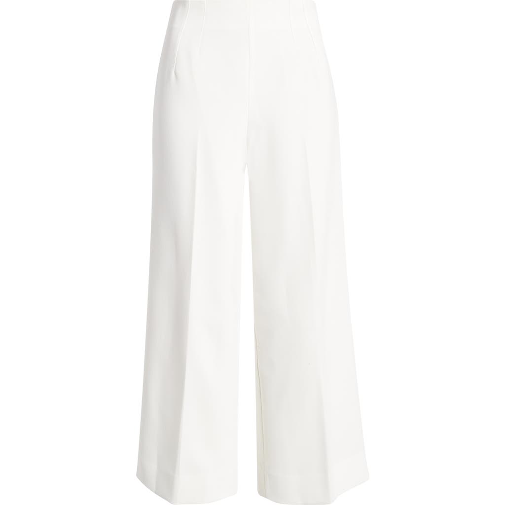 Open Edit Icon Crop Wide Leg Pants In White