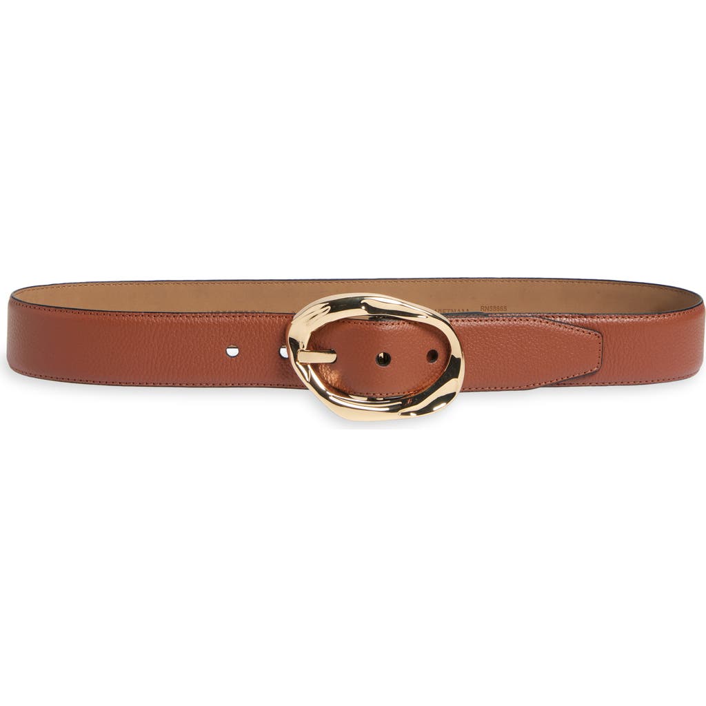 Nordstrom Cora Oval Buckle Leather Belt In Rust Bisque- Gold