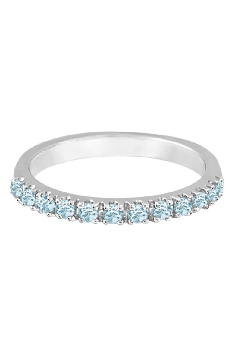 Aquamarine Stackable Ring Anniversary Band in 14k, Alternate, color, White Gold