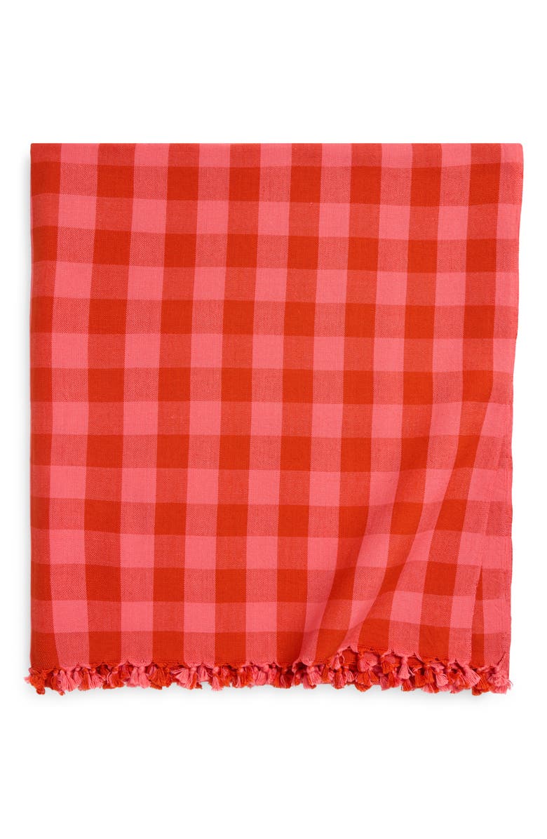 Heather Taylor Home Gingham Guava Tablecloth, Main, color, 