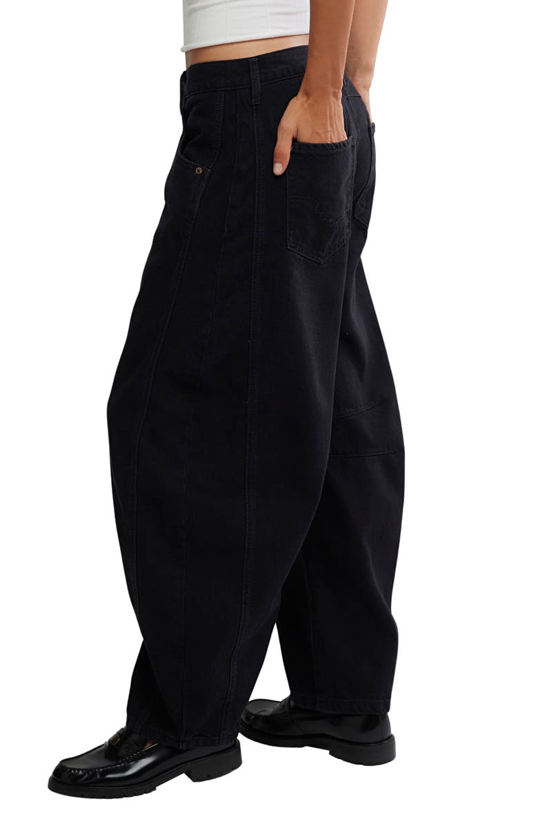 Free People Good Luck Barrel Leg Jeans, Alternate, color, Soundwave