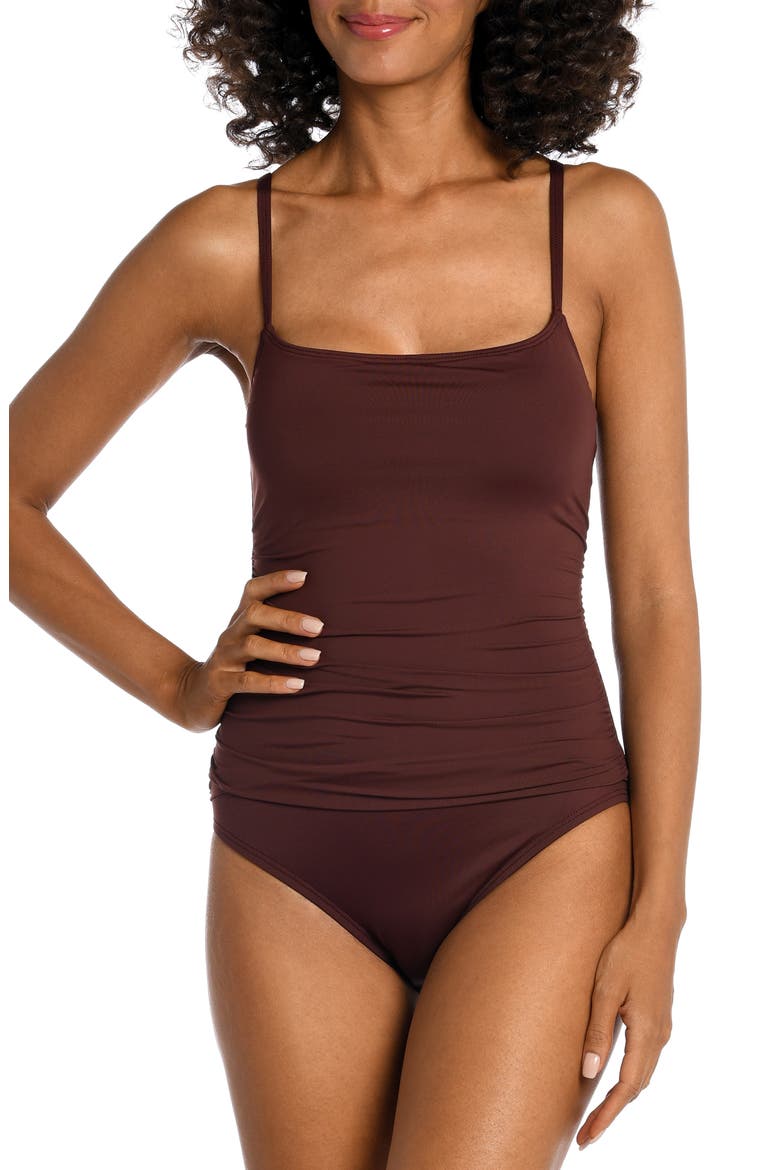 Ruched One-Piece Swimsuit, Main, color, JAVA