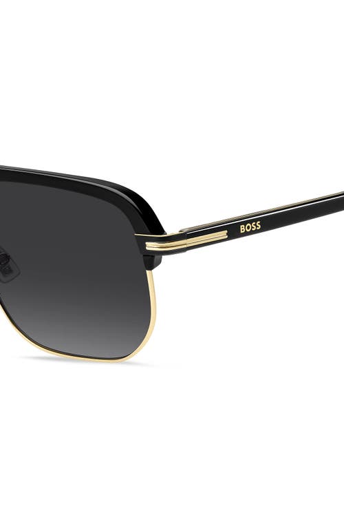 Hugo Boss Boss 59mm Gradient Square Sunglasses In Black Gold/dark Grey Sf