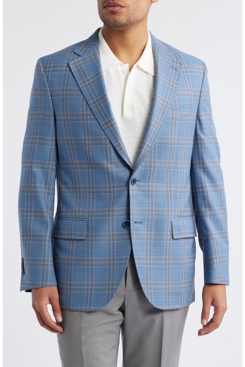 Hyperlight Soft Plaid Wool Sport Coat, Main, color, LIGHT BLUE