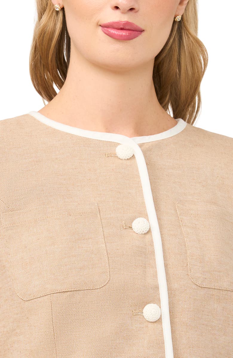 CeCe Contrast Trim Jacket, Alternate, color, Toffee